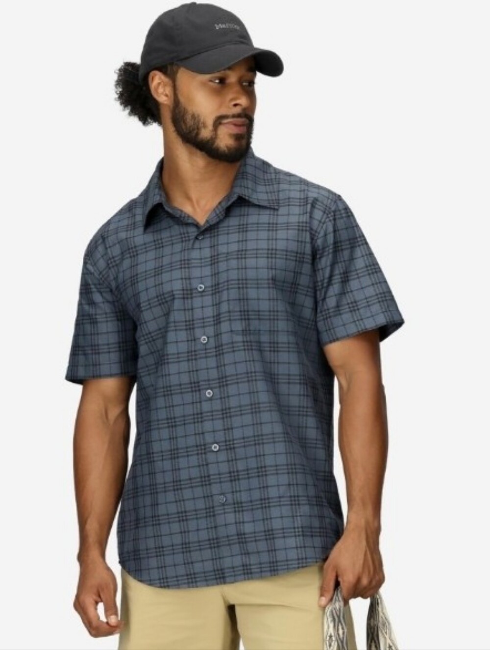 Marmot  AirExchange Men's Short-Sleeve Blue Plaid Button-Up Shirt. NWT Gift